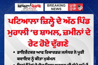 Double, land rates, including eight village Mohali of Patiala district