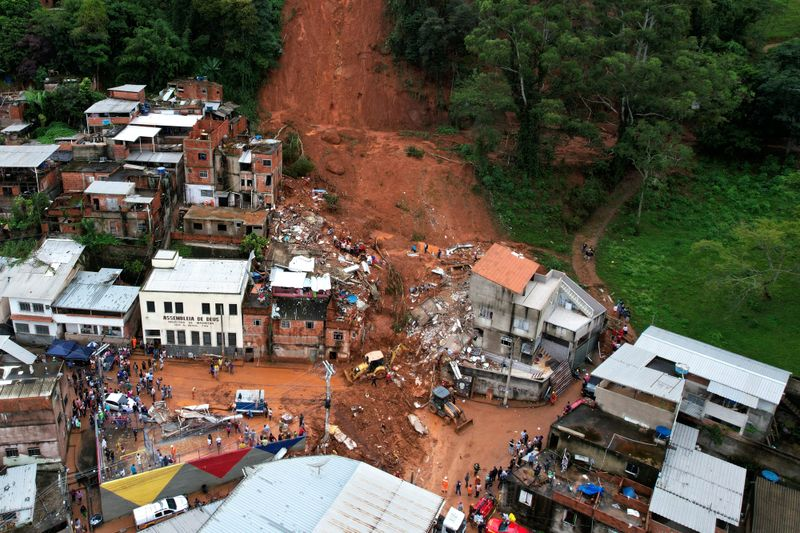 Brazil Minas Flood Disaster aftermath in Minas Gerais with flooded streets and rescue operations