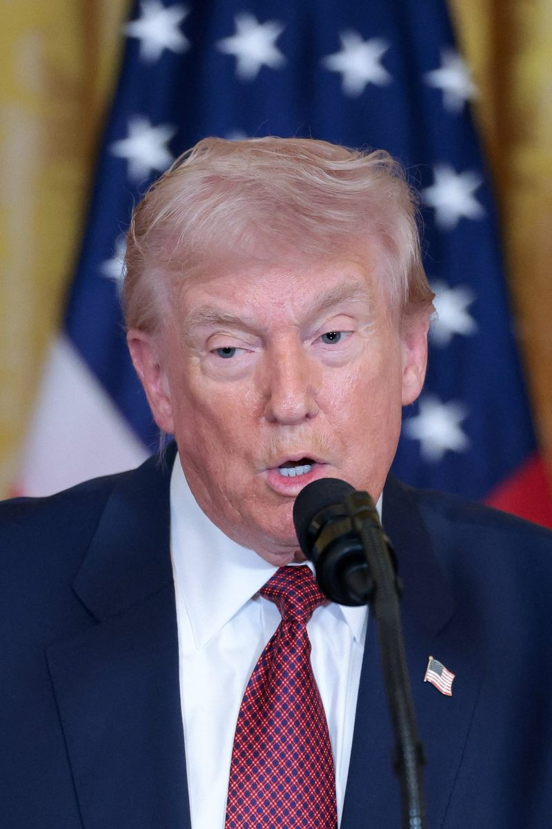 US President Donald Trump speaking on Hormuz security tensions