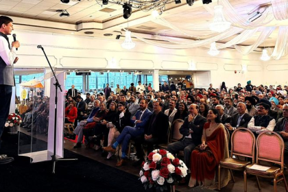 David Eby speaking at Pravasi Bharatiya Community Day in Vancouver