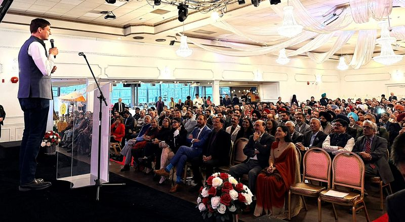 David Eby speaking at Pravasi Bharatiya Community Day in Vancouver