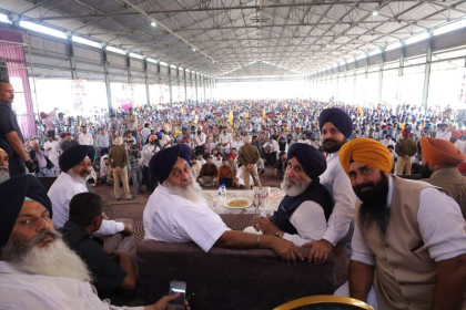 Sukhbir Badal addressing Punjab Financial Crisis Rally in Samrala
