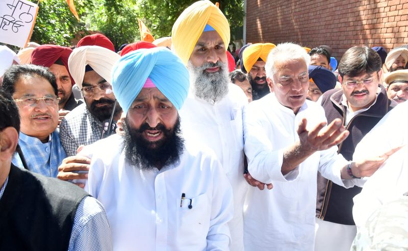 Punjab opposition protest Laljit leaders detained Chandigarh