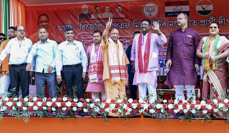 Yogi Adityanath addressing Assam NDA infiltration rallies