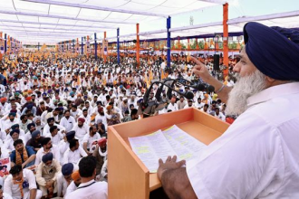 Sukhbir Badal announcing interest-free loans scheme for Punjab youth