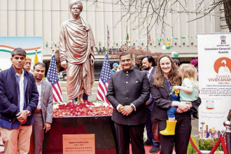 Vivekananda statue Seattle unveiled at Westlake Square