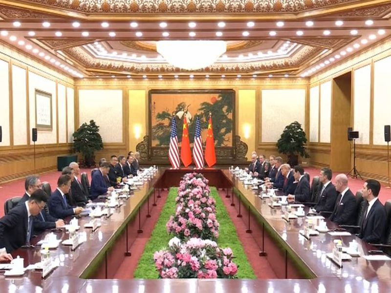 Trump and Xi Jinping meeting during US-China talks in Beijing.