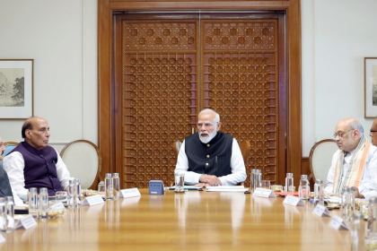 PM Modi addressing cabinet ministers on reducing petrol and unnecessary government expenses