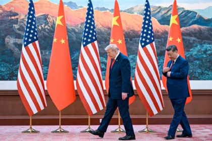 Donald Trump and Xi Jinping discussing Iran war tensions in Beijing summit