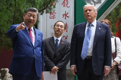 Xi Jinping and Donald Trump during historic talks in Beijing on US-China relations