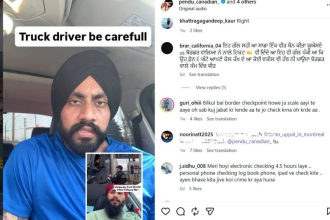Truck driver phone inspection at US Canada border crackdown