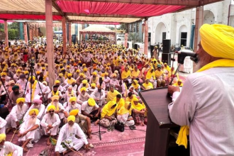Farmers at Punjab water convention discussing water policy issues