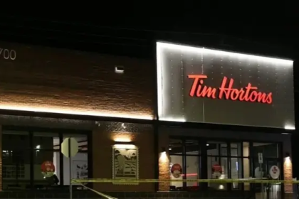 Police investigation at Tim Hortons in Oshawa after fatal fight involving 23-year-old man outside the store.