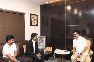 Tamil Nadu CM Vijay meeting former CM MK Stalin in Chennai