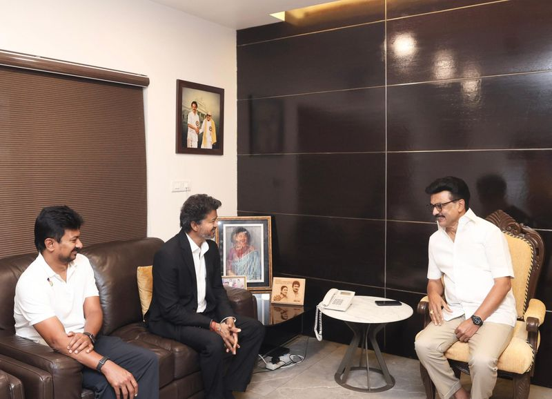 Tamil Nadu CM Vijay meeting former CM MK Stalin in Chennai