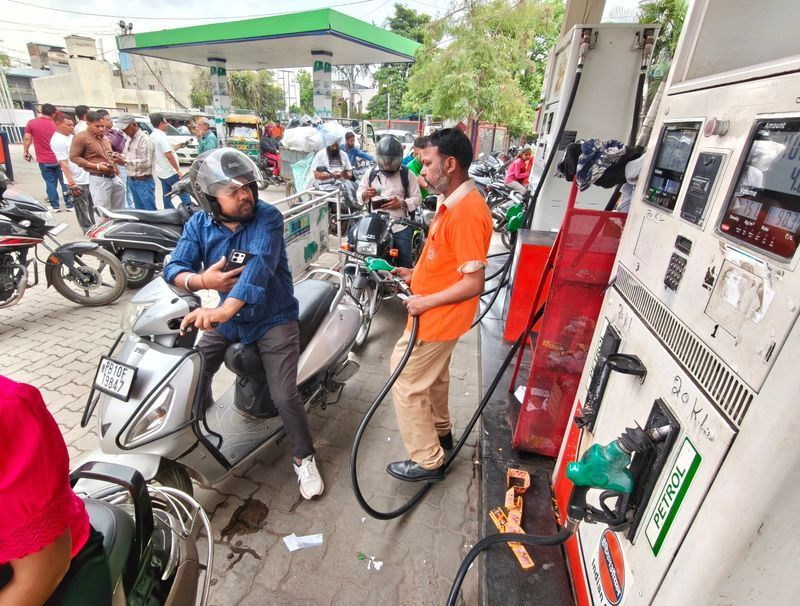 Petrol and diesel price hike at fuel station in India showing increased rates