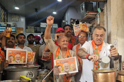 Tarun Chugh addressing tea meet in Amritsar during BJP Punjab Election Campaign launch
